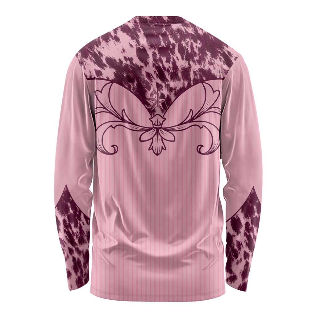 Cowboys Wild West Long Sleeve Shirt Pink Cow Prints - Wonder Print Shop