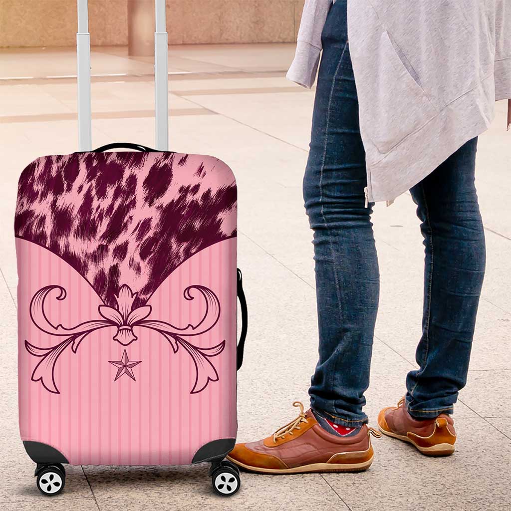 Cowboys Wild West Luggage Cover Pink Cow Prints - Wonder Print Shop