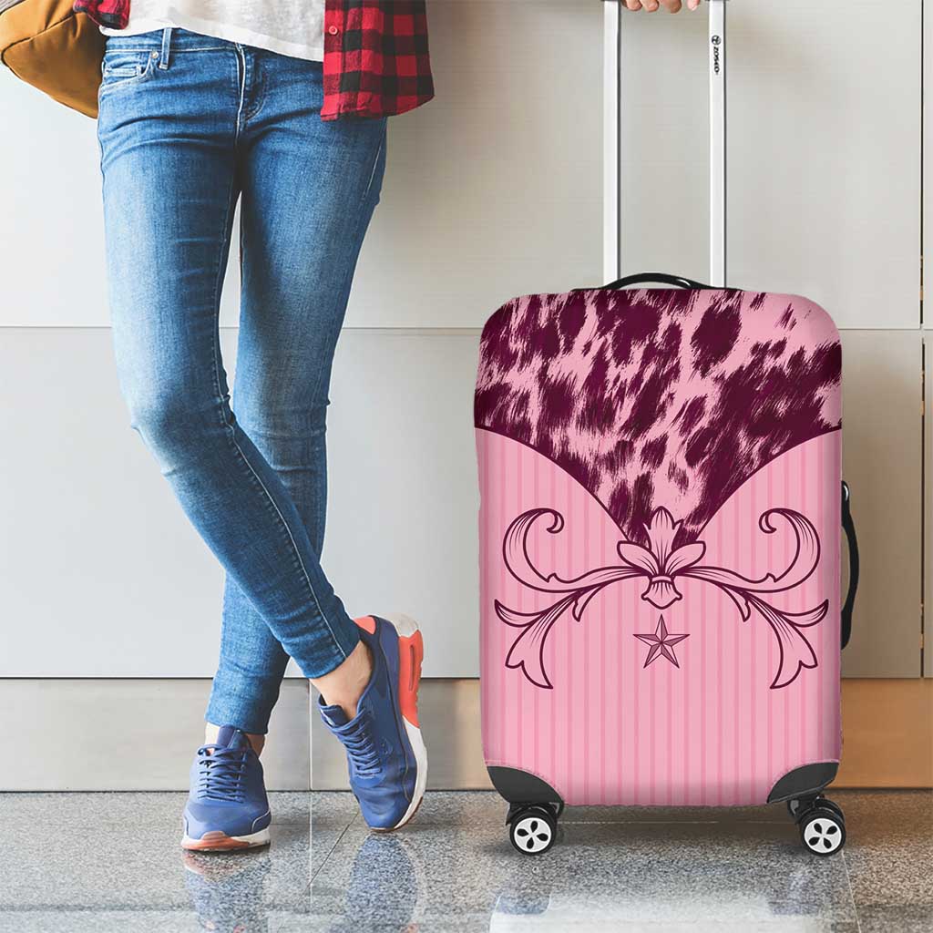 Cowboys Wild West Luggage Cover Pink Cow Prints - Wonder Print Shop