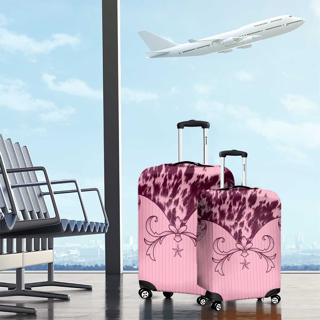 Cowboys Wild West Luggage Cover Pink Cow Prints - Wonder Print Shop
