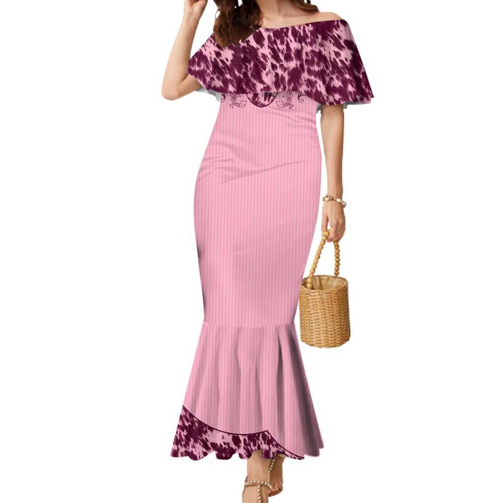 Cowboys Wild West Mermaid Dress Pink Cow Prints - Wonder Print Shop