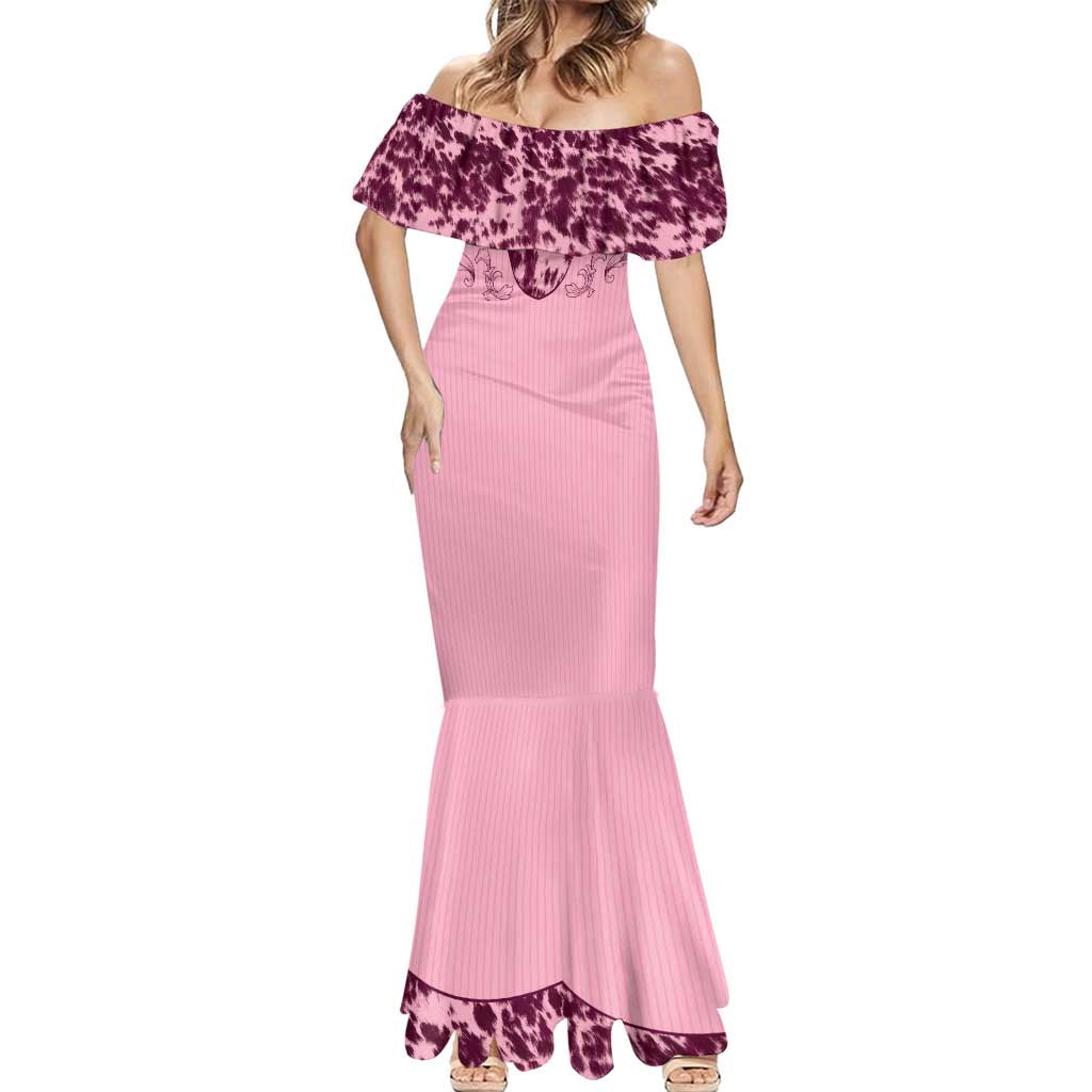 Cowboys Wild West Mermaid Dress Pink Cow Prints - Wonder Print Shop