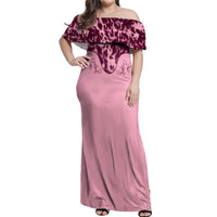 Cowboys Wild West Off Shoulder Maxi Dress Pink Cow Prints - Wonder Print Shop