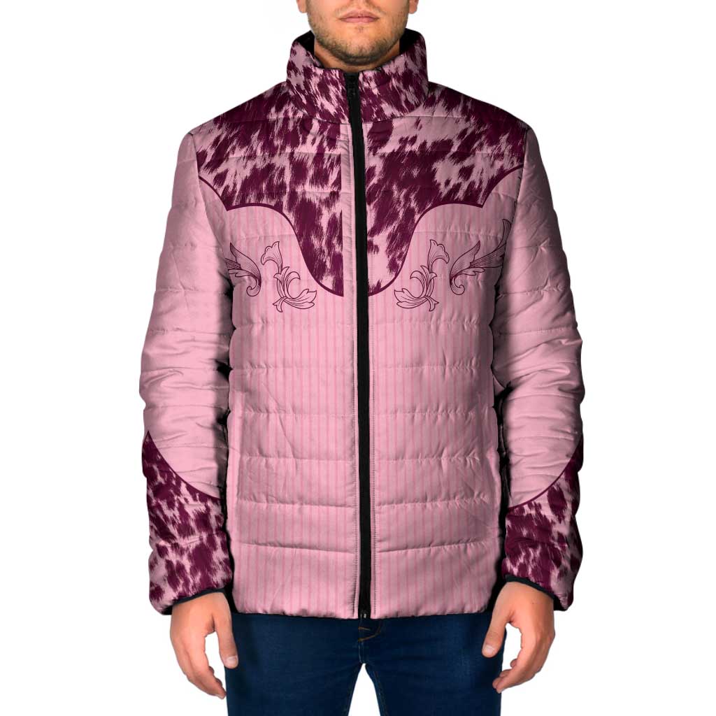 Cowboys Wild West Padded Jacket Pink Cow Prints - Wonder Print Shop