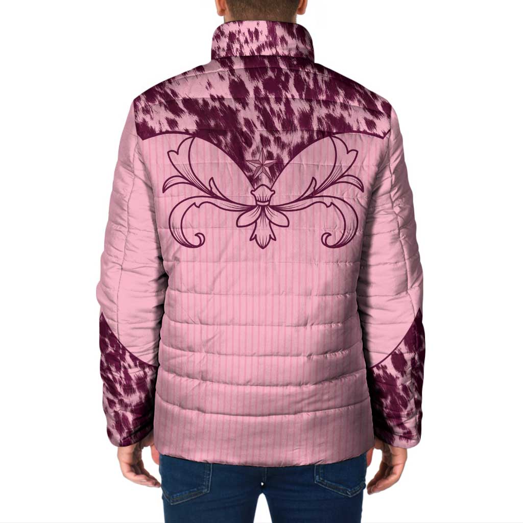 Cowboys Wild West Padded Jacket Pink Cow Prints - Wonder Print Shop