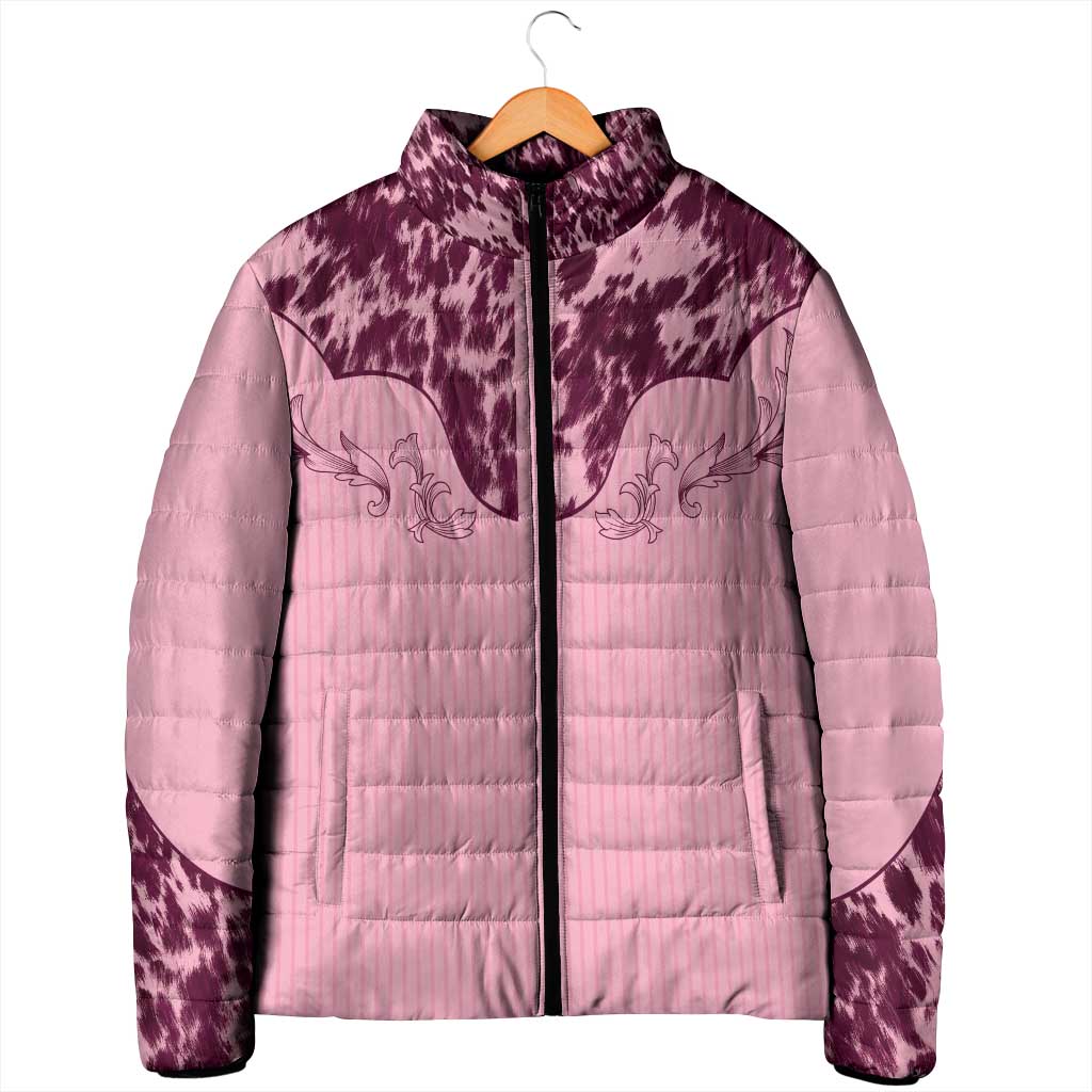 Cowboys Wild West Padded Jacket Pink Cow Prints - Wonder Print Shop