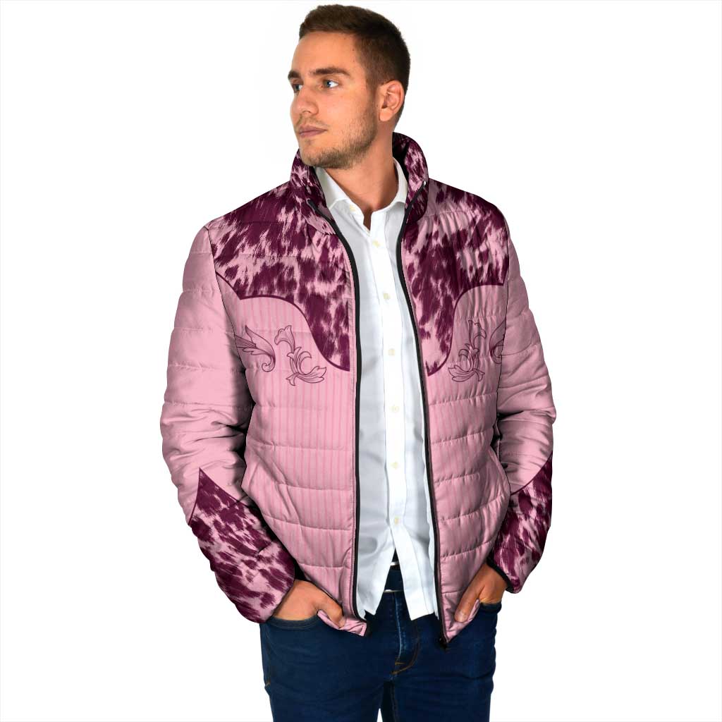 Cowboys Wild West Padded Jacket Pink Cow Prints - Wonder Print Shop
