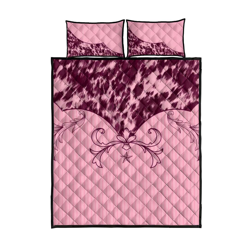 Cowboys Wild West Quilt Bed Set Pink Cow Prints - Wonder Print Shop