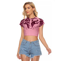 Cowboys Wild West Raglan Cropped T Shirt Pink Cow Prints - Wonder Print Shop
