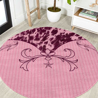 Cowboys Wild West Round Carpet Pink Cow Prints - Wonder Print Shop
