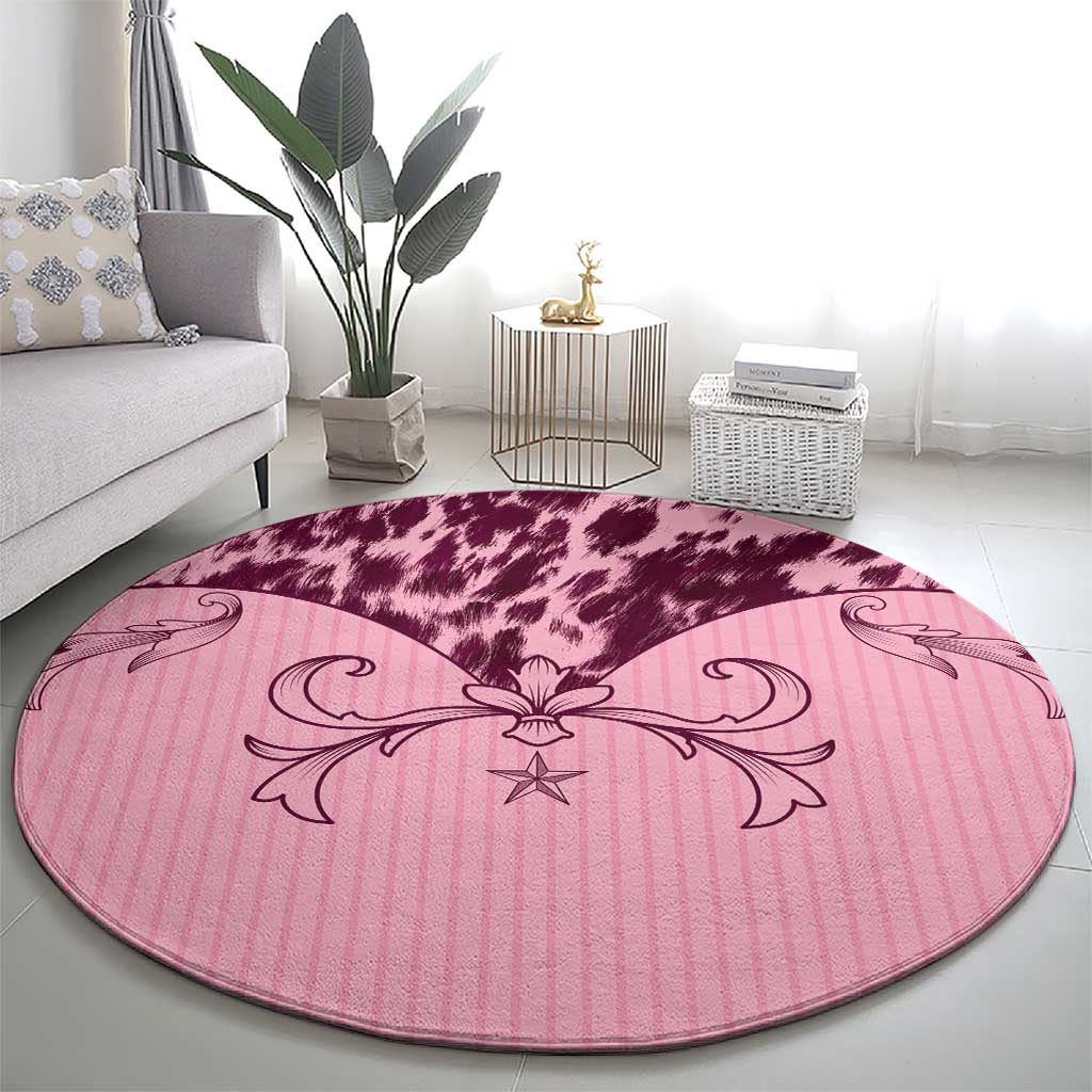 Cowboys Wild West Round Carpet Pink Cow Prints - Wonder Print Shop