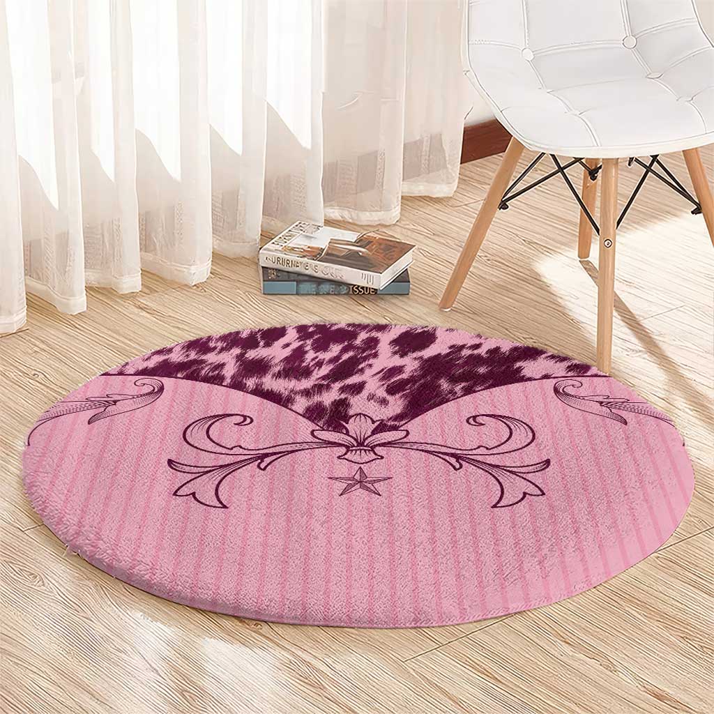 Cowboys Wild West Round Carpet Pink Cow Prints - Wonder Print Shop