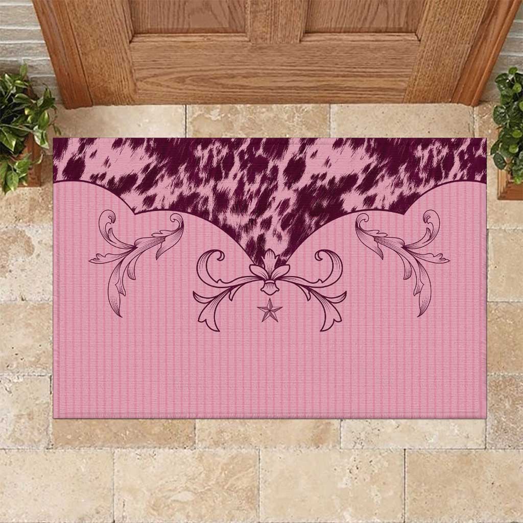 Cowboys Wild West Rubber Doormat Pink Cow Prints - Wonder Print Shop