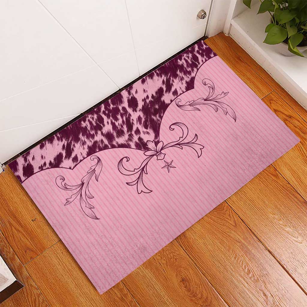 Cowboys Wild West Rubber Doormat Pink Cow Prints - Wonder Print Shop