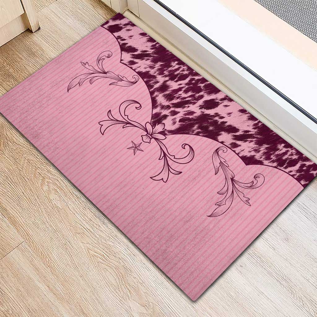 Cowboys Wild West Rubber Doormat Pink Cow Prints - Wonder Print Shop