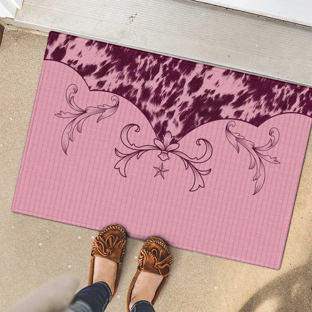 Cowboys Wild West Rubber Doormat Pink Cow Prints - Wonder Print Shop
