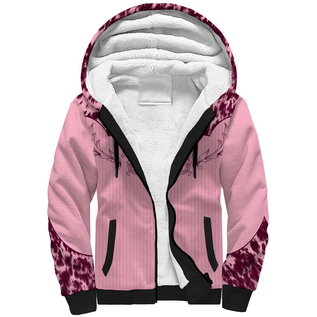 Cowboys Wild West Sherpa Hoodie Pink Cow Prints - Wonder Print Shop