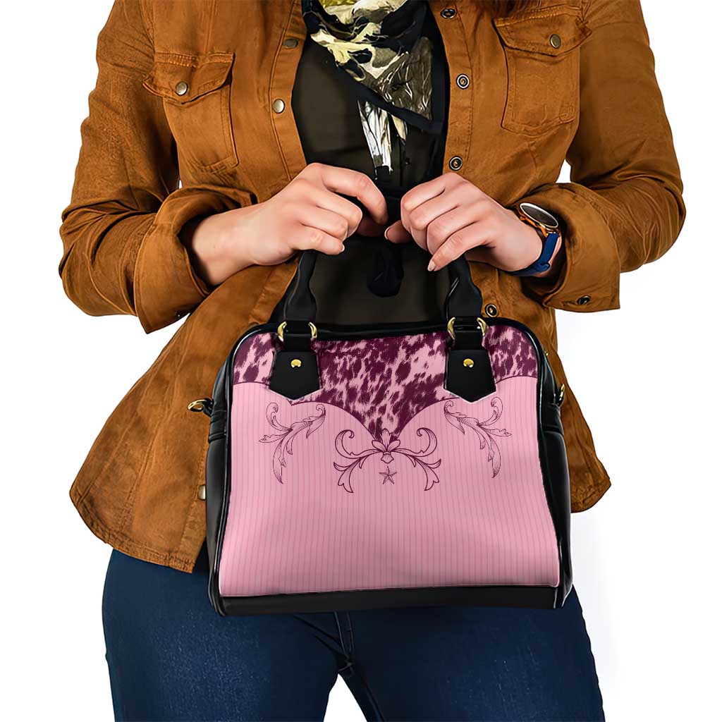 Cowboys Wild West Shoulder Handbag Pink Cow Prints - Wonder Print Shop