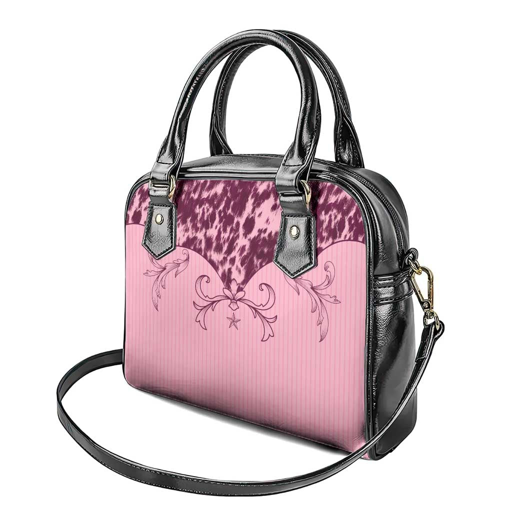 Cowboys Wild West Shoulder Handbag Pink Cow Prints - Wonder Print Shop