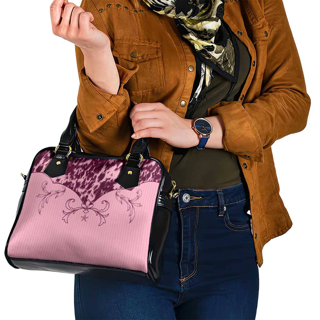 Cowboys Wild West Shoulder Handbag Pink Cow Prints - Wonder Print Shop