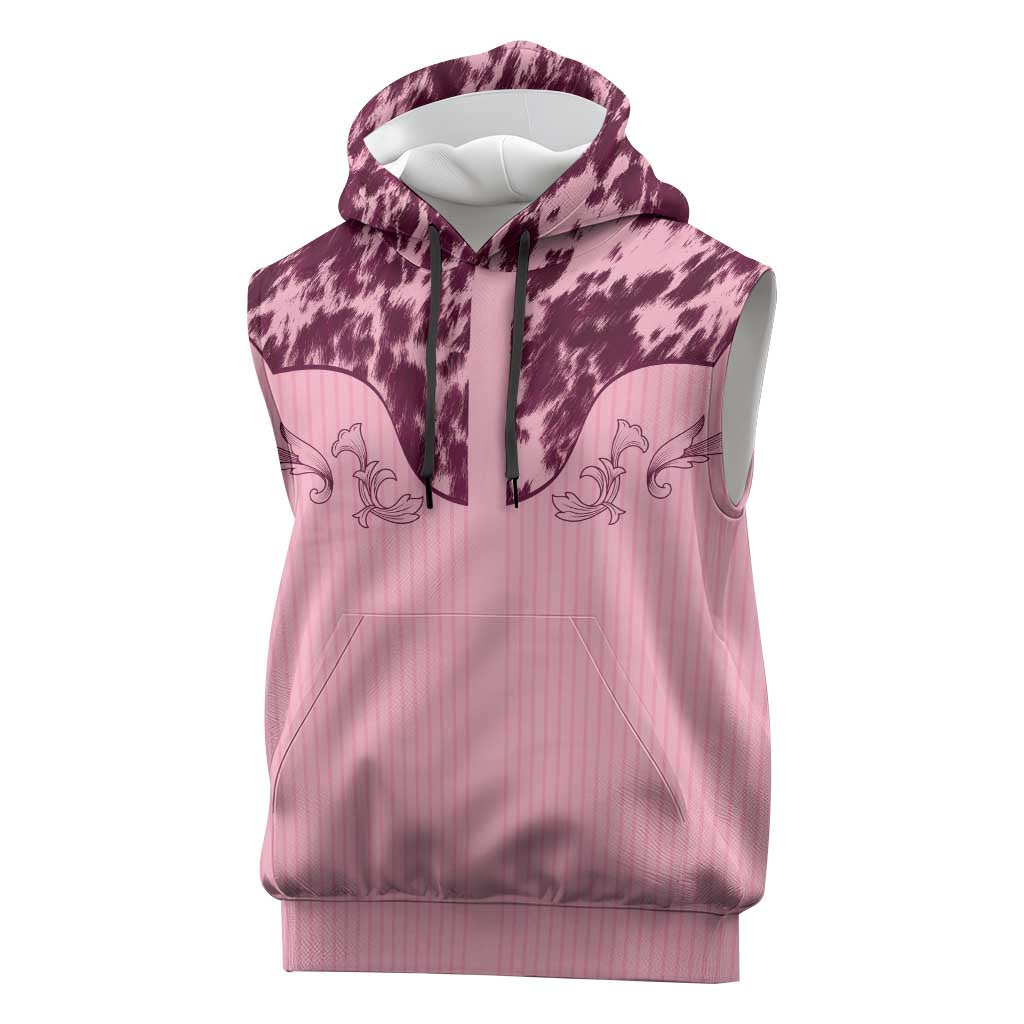 Cowboys Wild West Sleeveless Hoodie Pink Cow Prints - Wonder Print Shop