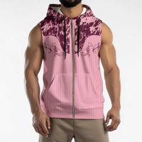 Cowboys Wild West Sleeveless Zip Hoodie Pink Cow Prints - Wonder Print Shop