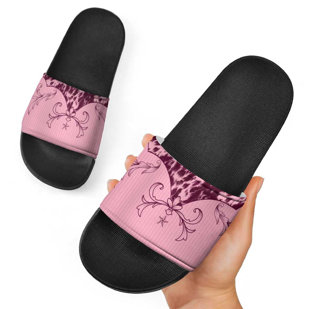 Cowboys Wild West Slide Sandals Pink Cow Prints - Wonder Print Shop