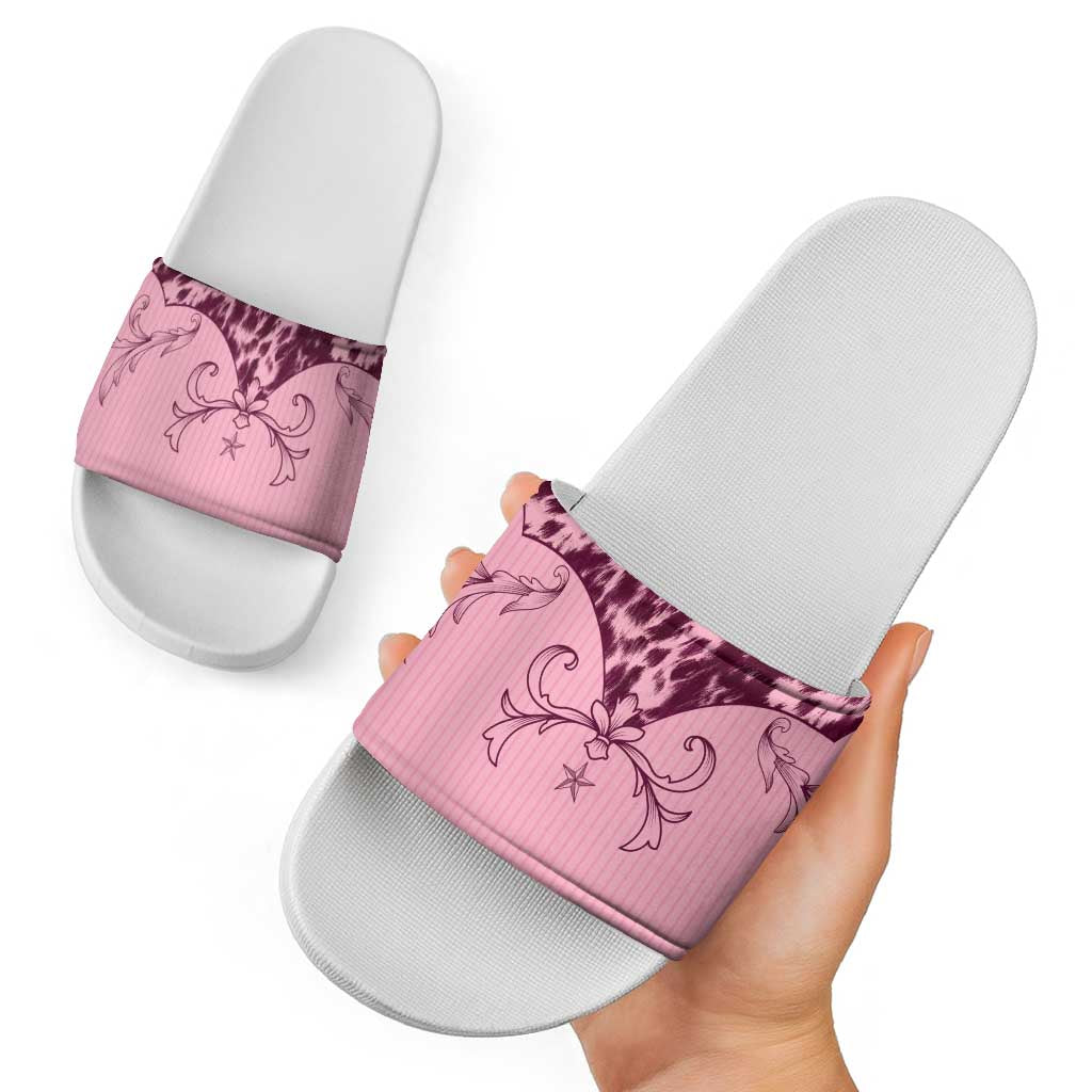 Cowboys Wild West Slide Sandals Pink Cow Prints - Wonder Print Shop