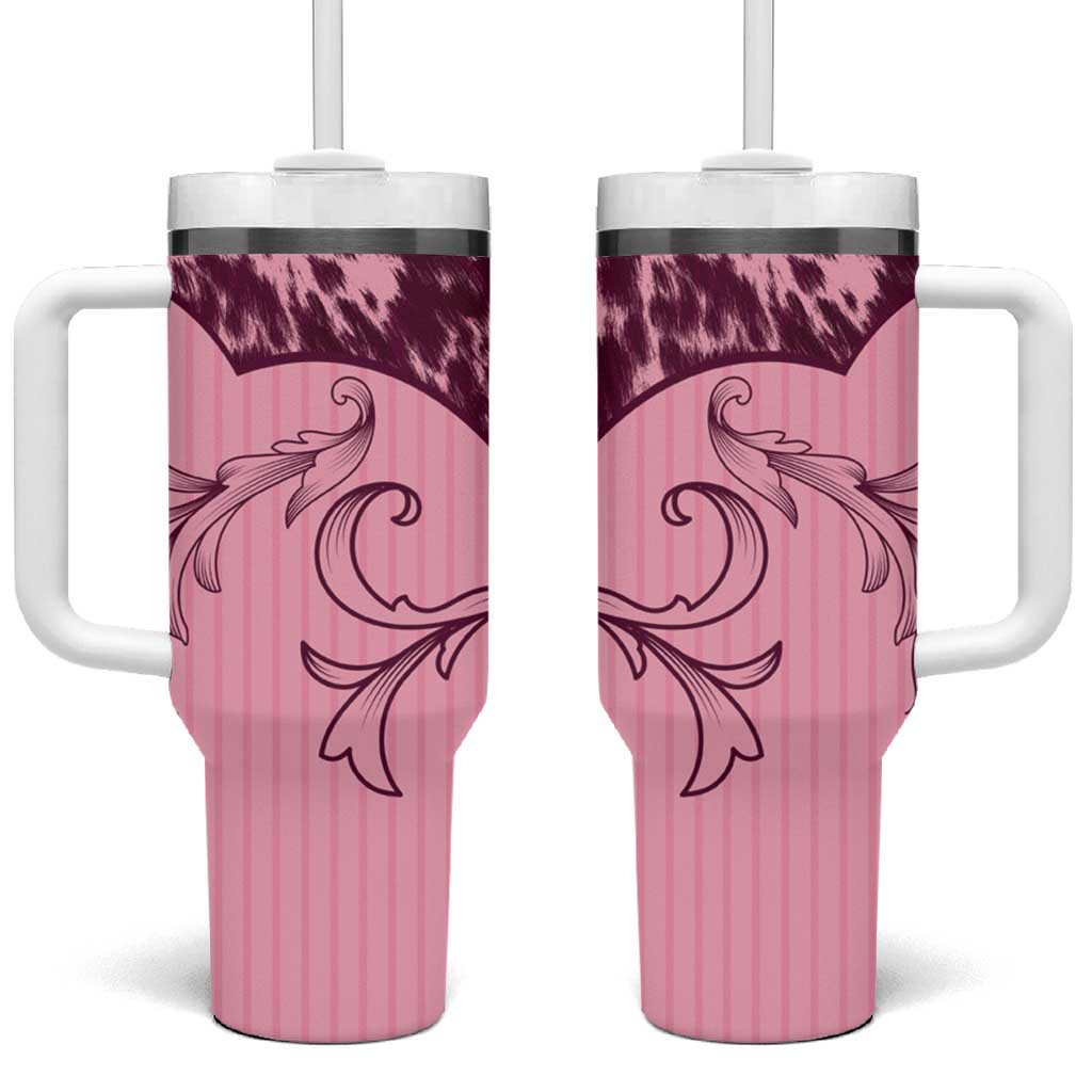 Cowboys Wild West Tumbler With Handle Pink Cow Prints - Wonder Print Shop