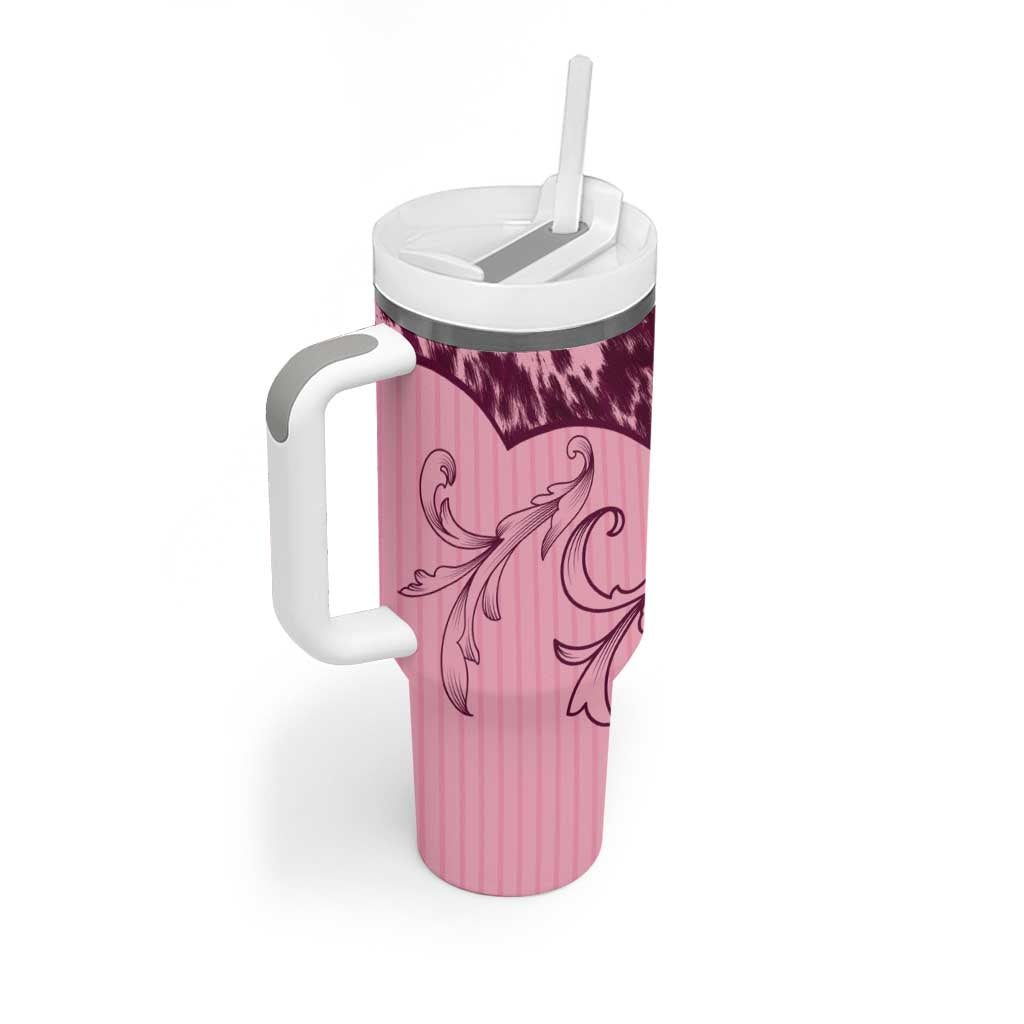 Cowboys Wild West Tumbler With Handle Pink Cow Prints - Wonder Print Shop