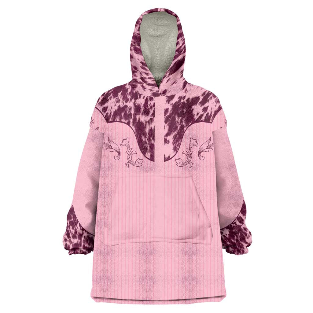 Cowboys Wild West Wearable Blanket Hoodie Pink Cow Prints - Wonder Print Shop