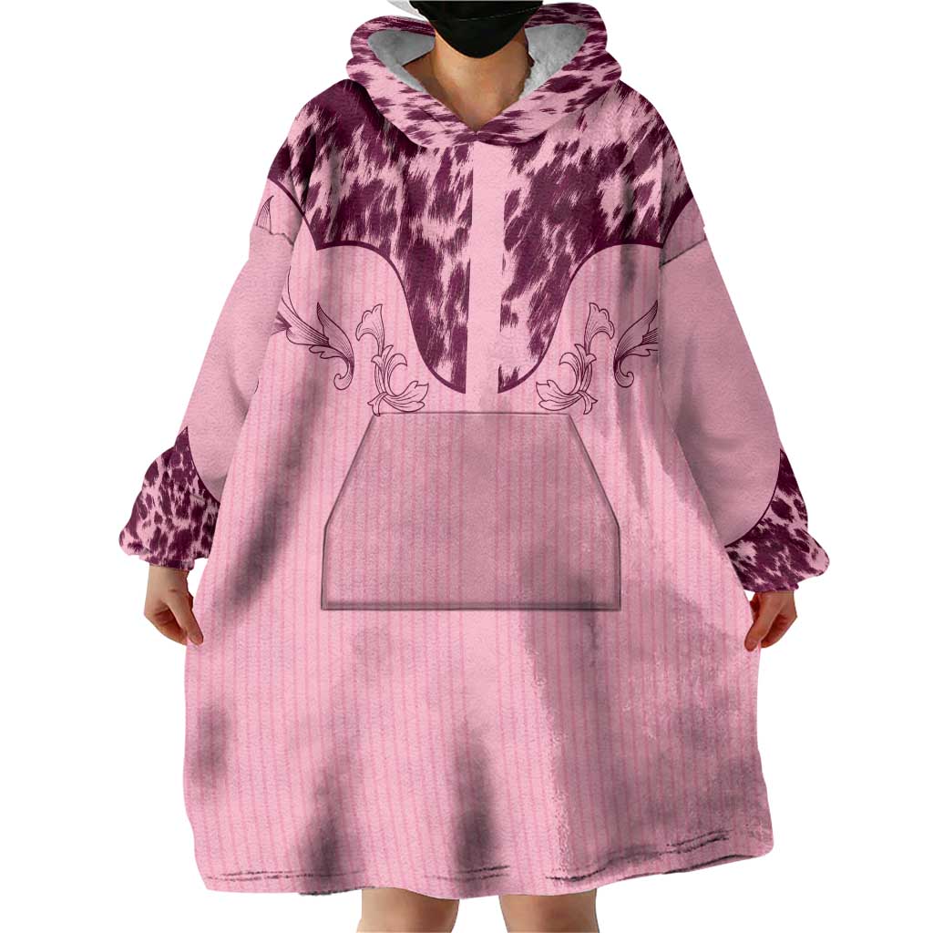 Cowboys Wild West Wearable Blanket Hoodie Pink Cow Prints - Wonder Print Shop