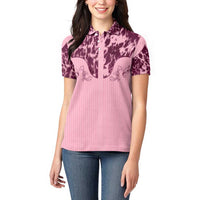 Cowboys Wild West Women Polo Shirt Pink Cow Prints - Wonder Print Shop