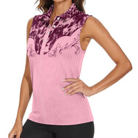 Cowboys Wild West Women Sleeveless Polo Shirt Pink Cow Prints - Wonder Print Shop