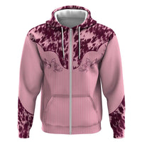 Cowboys Wild West Zip Hoodie Pink Cow Prints - Wonder Print Shop