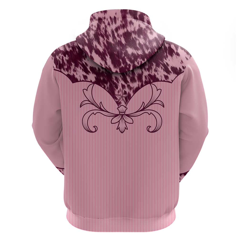 Cowboys Wild West Zip Hoodie Pink Cow Prints - Wonder Print Shop