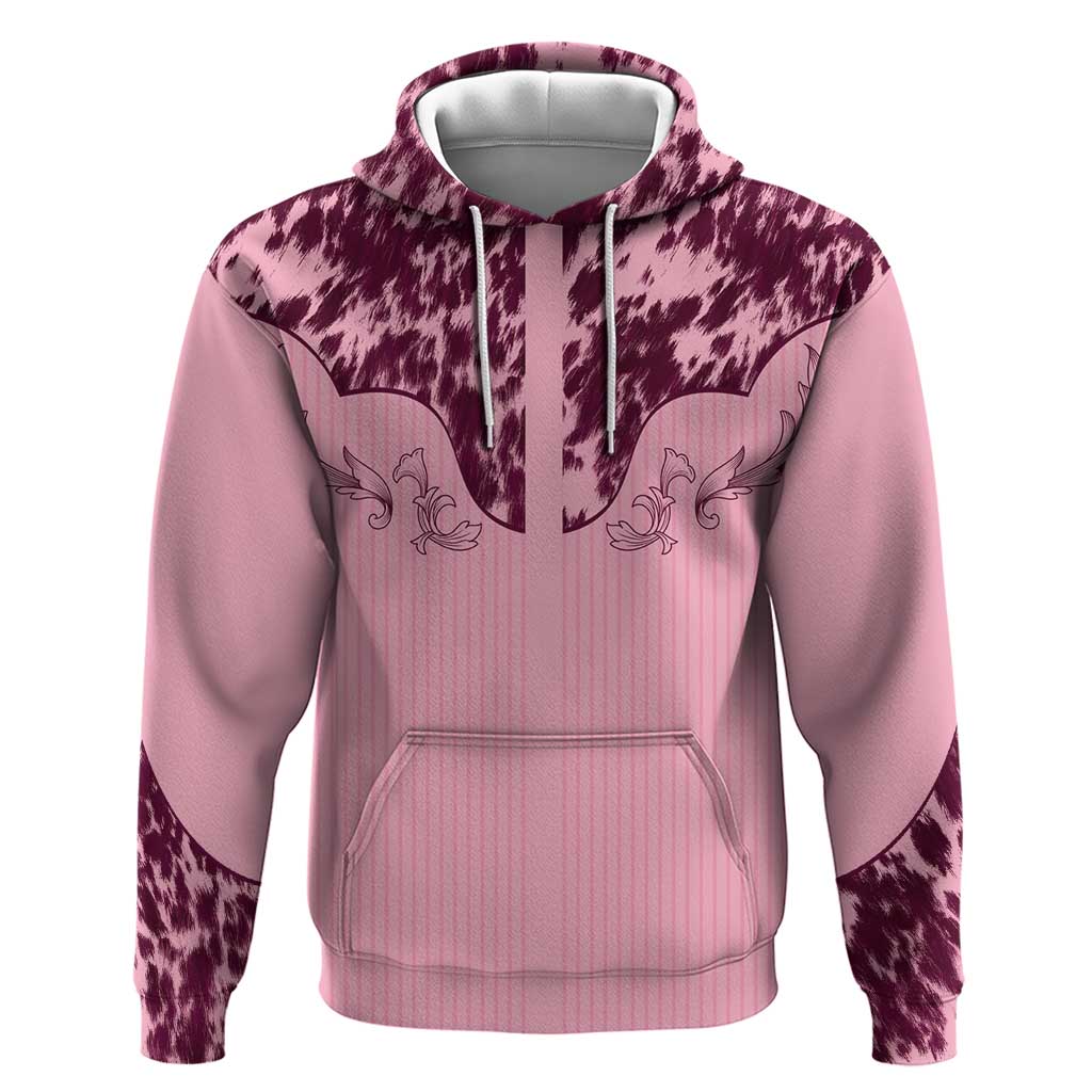 Cowboys Wild West Zip Hoodie Pink Cow Prints - Wonder Print Shop