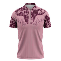 Cowboys Wild West Zipper Polo Shirt Pink Cow Prints - Wonder Print Shop