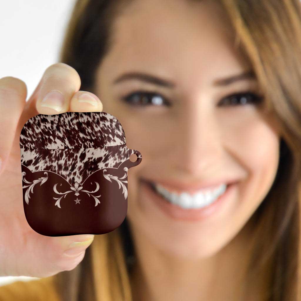 Cowboys Wild West AirPods Case Dark Brown Cow Prints - Wonder Print Shop