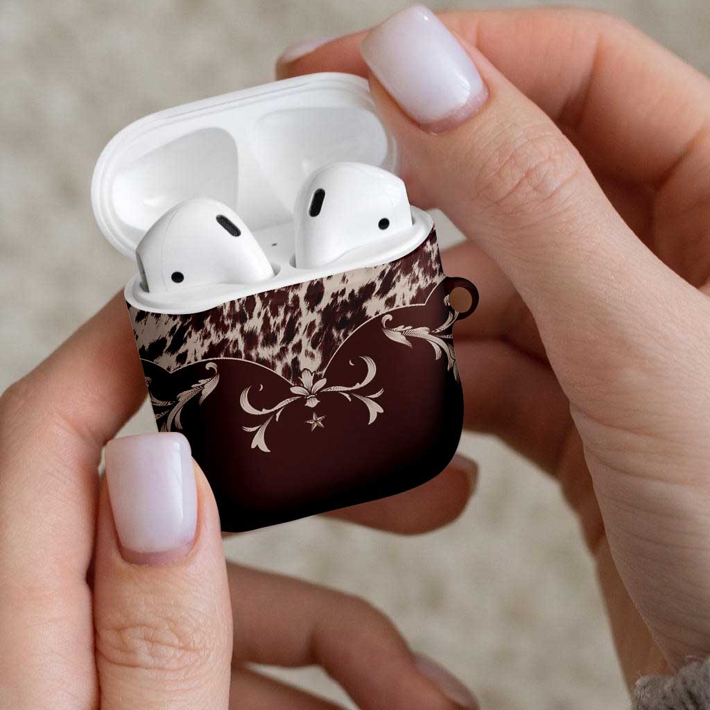 Cowboys Wild West AirPods Case Dark Brown Cow Prints - Wonder Print Shop