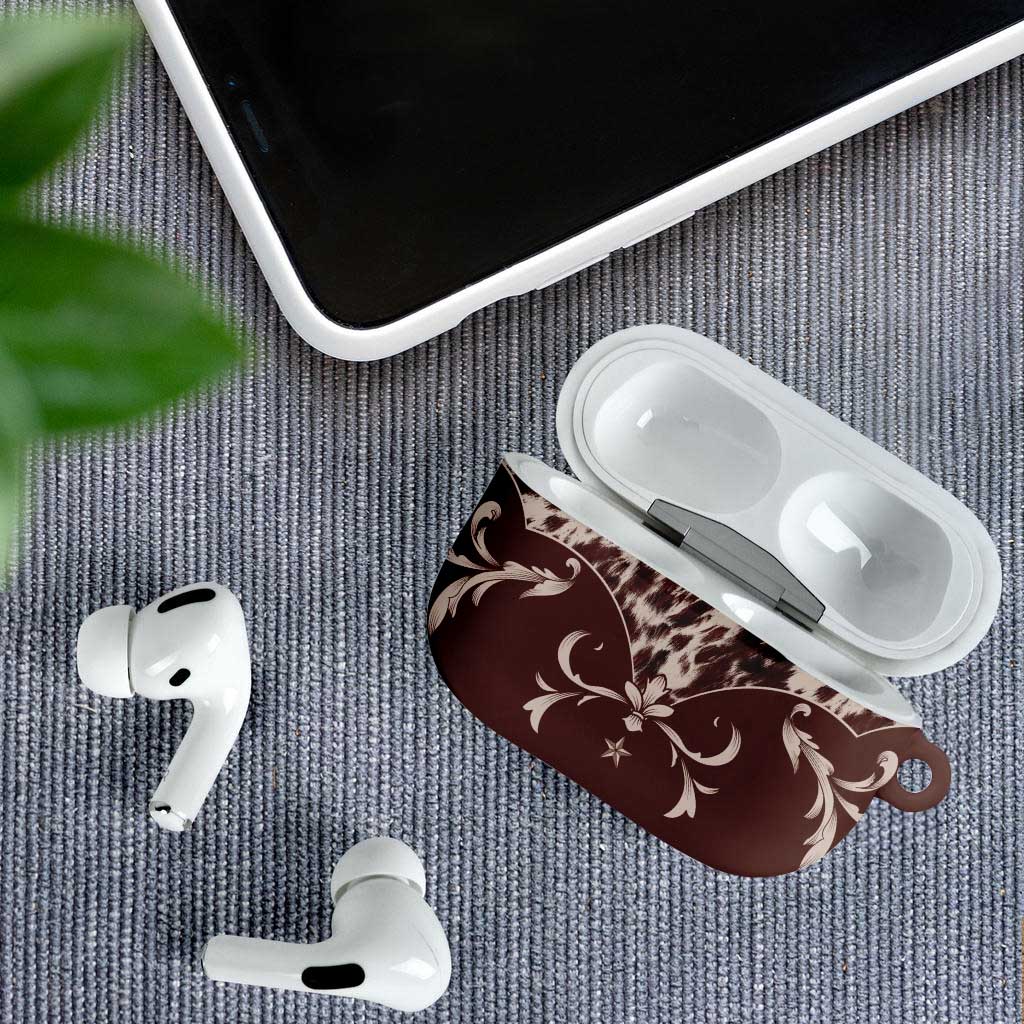 Cowboys Wild West AirPods Case Dark Brown Cow Prints - Wonder Print Shop