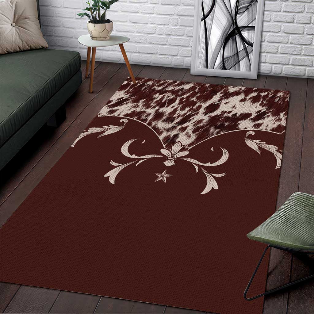 Cowboys Wild West Area Rug Dark Brown Cow Prints - Wonder Print Shop