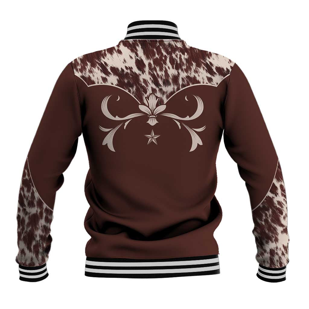 Cowboys Wild West Baseball Jacket Dark Brown Cow Prints - Wonder Print Shop