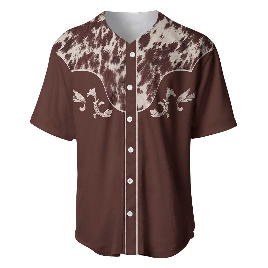 Cowboys Wild West Baseball Jersey Dark Brown Cow Prints - Wonder Print Shop