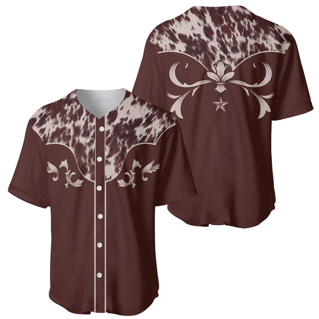 Cowboys Wild West Baseball Jersey Dark Brown Cow Prints - Wonder Print Shop