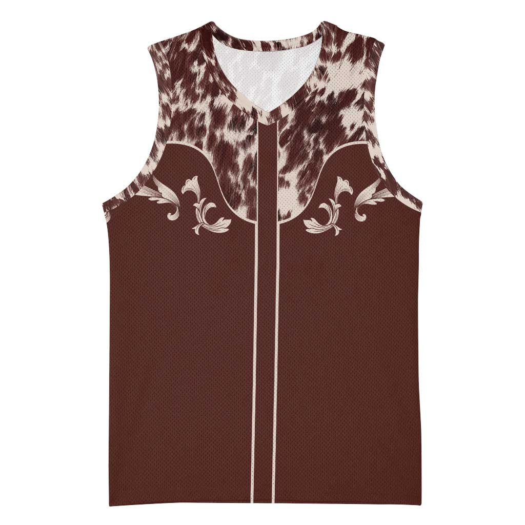 Cowboys Wild West Basketball Jersey Dark Brown Cow Prints - Wonder Print Shop