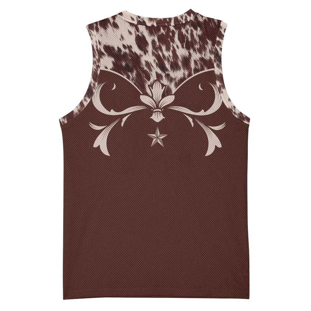 Cowboys Wild West Basketball Jersey Dark Brown Cow Prints - Wonder Print Shop