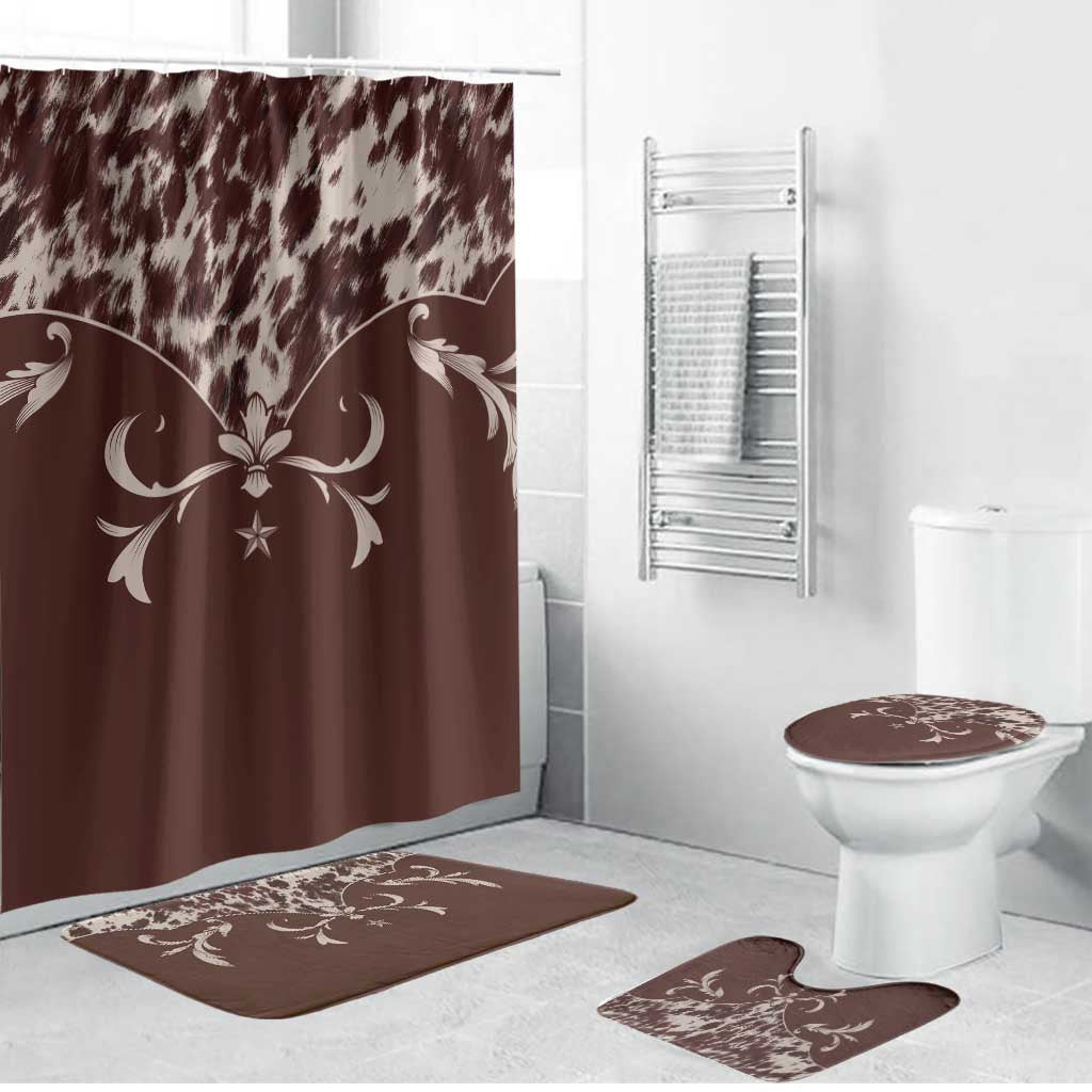 Cowboys Wild West Bathroom Set Dark Brown Cow Prints - Wonder Print Shop