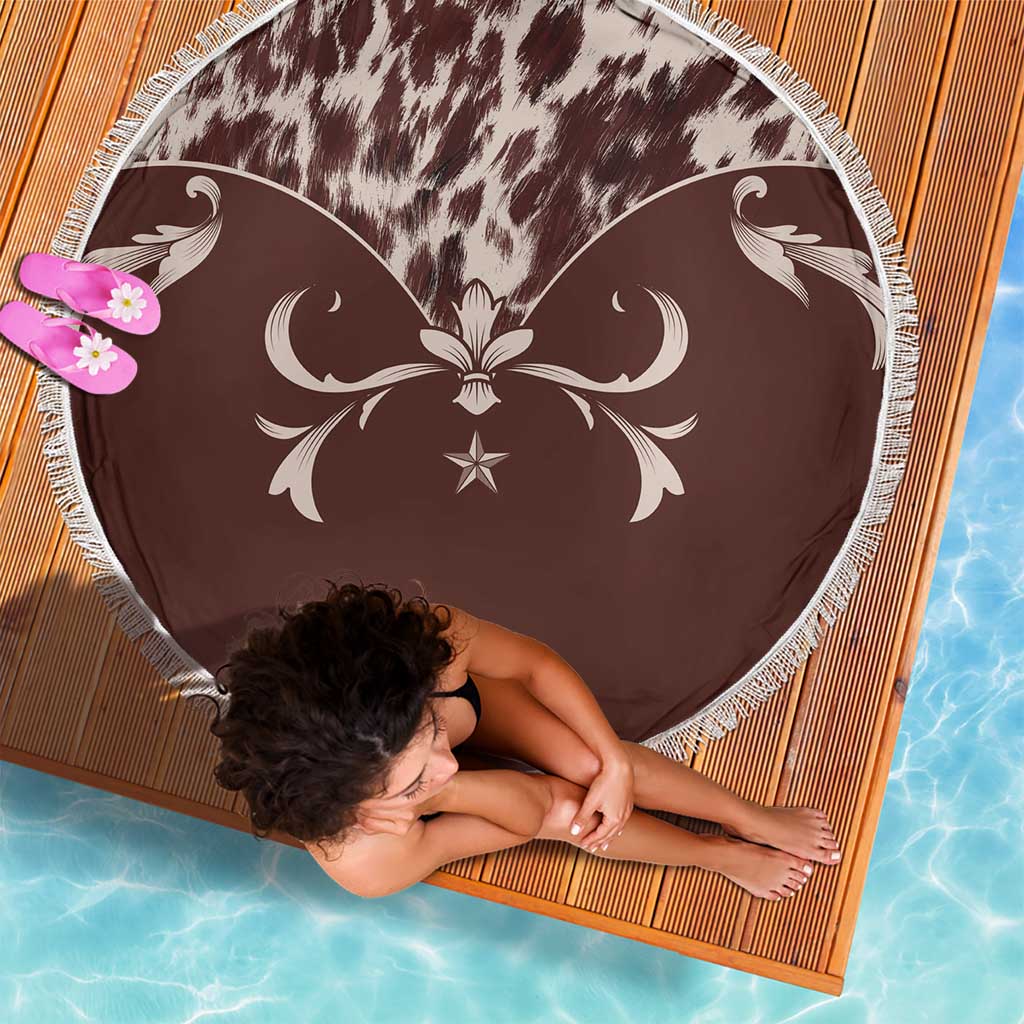 Cowboys Wild West Beach Blanket Dark Brown Cow Prints - Wonder Print Shop