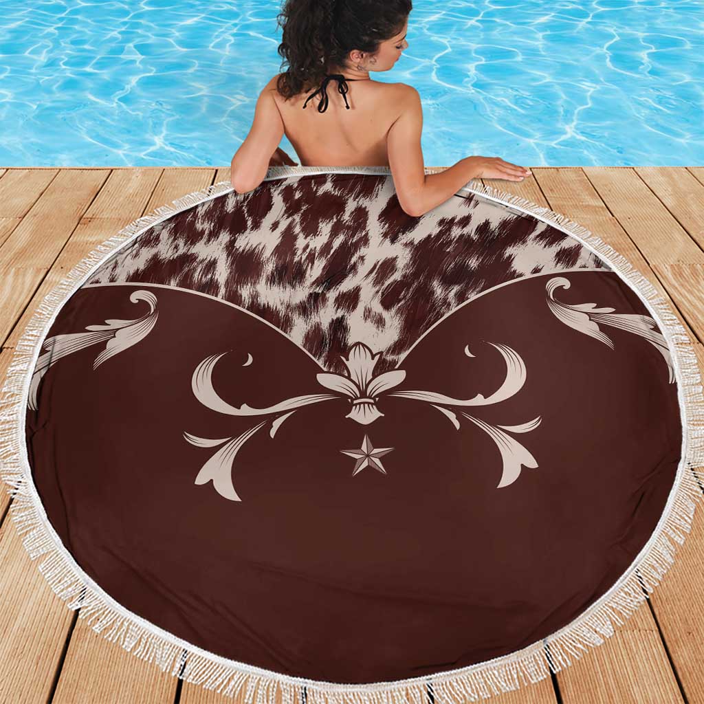 Cowboys Wild West Beach Blanket Dark Brown Cow Prints - Wonder Print Shop